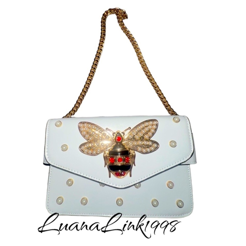 Bumble Blinged Bee Mini White Purse